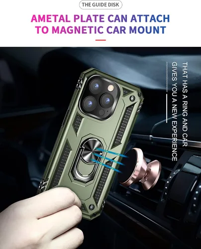 Vista 6 de ADDIT i Phone 14 Pro - Funda para iPhone 14 Pro, con anillo de soporte, soporte ajustable, grado militar, protección resistente, a prueba de golpes