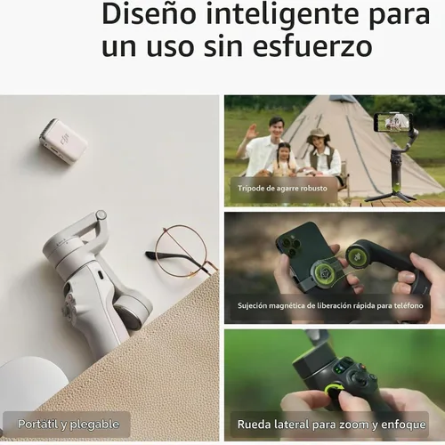 Vista 4 de DJI Osmo Mobile 6 - Estabilizador de cardán para teléfono inteligente, cardán de 3 ejes, barra de extensión integrada, portátil y plegable, cardán