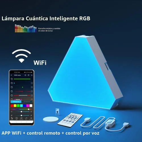Vista 3 de WiFi Bluetooth 5V USB Triángulo Lámparas de atmósfera cuántica LED luz nocturna para juego dormitorio decoración creativa Lámparas de pared