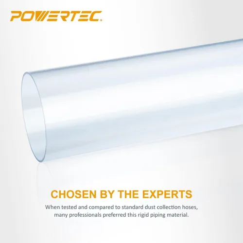 Vista 13 de POWERTEC 70427 Tubo de PVC transparente de 4 x 36 pulgadas de largo con control de polvo de 4 pulgadas, puño flexible y barrido de piso