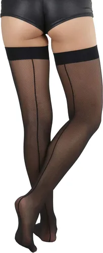 Vista 39 de ToBeInStyle Medias de red atemporales con costura trasera para mujer