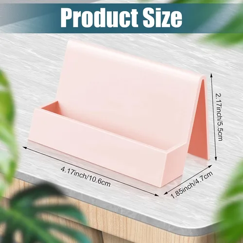 Vista 2 de Zonon Tarjetero de 2 piezas para escritorio, moderno, de plástico, para tarjetas de presentación, soporte creativo y lindo para nombres, para mesa