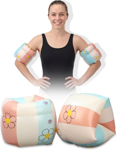 Vista 11 de JellyArch 2 piezas de flotadores de brazo PVC, bandas de brazo inflables a rayas, flotadores de piscina, mangas de flotación para niñas y niños
