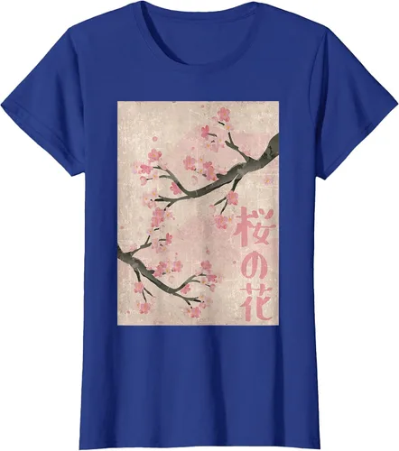 Vista 41 de Cherry Blossom Japanese Vintage Woodblock Japan Pink Sakura T-Shirt Asphalt Grey