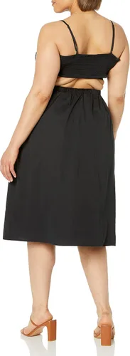 Vista 5 de The Drop Vestido midi Makenna con tirantes cruzados y espalda fruncida para mujer Negro