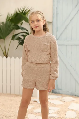 Vista 2 de Mafulus Conjunto de pantalones de dos piezas para niñas, cómodos, ligeros, de manga larga, con bolsillos