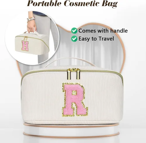 Vista 8 de Bolsa de cosméticos de viaje de gran capacidad, Beige, C Taza