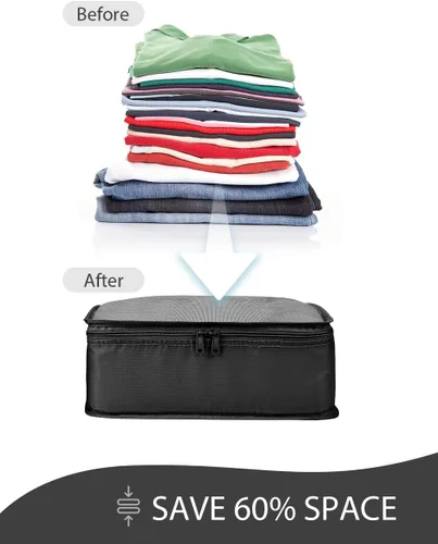 Vista 6 de DIMJ Juego de 8 cubos de equipaje para viaje, juego de bolsas organizadoras de maleta, cubos de viaje ligeros para maleta, organizadores de equipaje