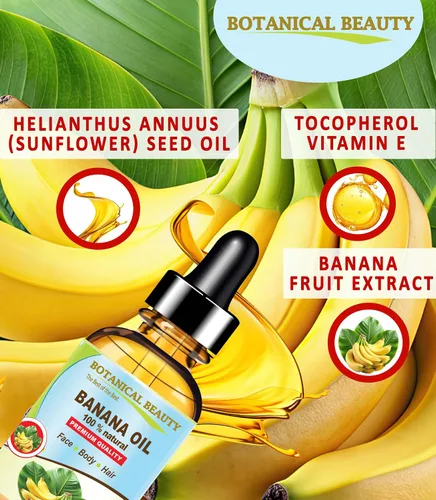 Vista 9 de Botanical Beauty Aceite de plátano 100% natural puro, virgen, sin refinar, aceite portador prensado en frío para cara, piel, cabello, labios, uñas