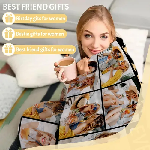 Vista 6 de Envío al día siguiente, regalos de cumpleaños para mejores amigas, manta personalizada con fotos, regalos de manta para mejores amigas y BFF, regalo