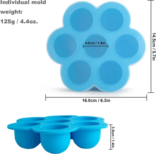 Vista 2 de CHuangQi 2 moldes de silicona para bocados de huevo para olla instantánea de 5, 6, 8 cuartos de galón, olla a presión, recipiente de almacenamiento