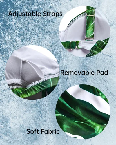 Vista 3 de Daci Traje de baño de talla grande con efecto push up para mujer, solo cobertura completa, parte superior de traje de baño con giro frontal