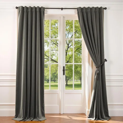 Vista 66 de Lazzzy Cortinas opacas de terciopelo beige de 84 pulgadas de largo con aislamiento térmico para oscurecer la habitación, cortinas forradas de lujo