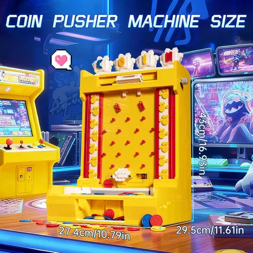 Vista 2 de Sosuy Juego de bloques de construcción motorizados para empujador de monedas, 2093 piezas, juego de arcade interactivo para construcción