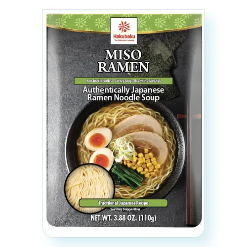 Vista 2 de Hakubaku Sopa japonesa de fideos ramen, MISO, 3.88 onzas (paquete de 6), auténtico ramen japonés no frito y fideos suaves, estable