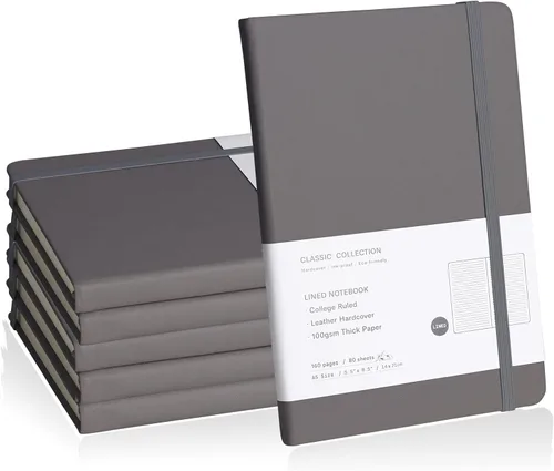 Vista 24 de Cuaderno rayado con tapa dura para hombres y mujeres – Cuadernos para escribir, trabajo, escuela, hogar y notas diarias, 160 páginas – Tamaño A5