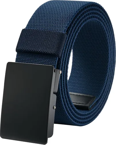 Vista 9 de Cinturón casual para hombre, cinturón de trabajo elástico con hebilla de metal, correa de cintura ajustable, fácil de recortar para adaptarse a