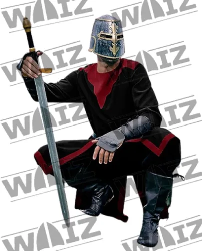 Vista 4 de WAIZ Disfraz medieval para hombre, túnica templaria renacentista, para Halloween, LARP, tops vikingos, caballero, pirata, guerrero vintage