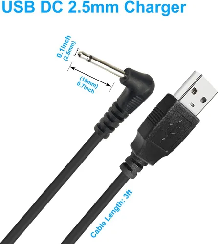 Vista 3 de SCOVEE Cable de carga de CC, cable de carga USB, reemplazo del cable de cargador USB DC de 0.098 in, cable de carga rápida USB DC, cable de cargador