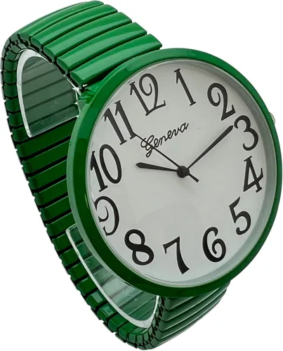 Vista 2 de Reloj de pulsera con correa de expansión fácil de lector con esfera blanca súper grande de 1.73 pulgadas, reloj de pulsera de moda con pantalla