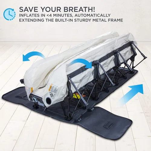 Vista 2 de Colchón hinchable de Ivation EZ-Bed, con marco y funda con ruedas, interruptor de autoapagado para lograr la comodidad deseada, superficie cómoda