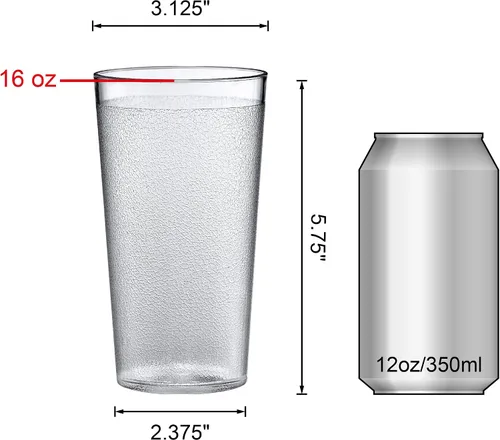Vista 5 de Amazing Abby - Cafely - Vasos de plástico de 16 onzas (juego de 8), vasos de plástico para beber, vasos de estilo restaurante, vasos de grado