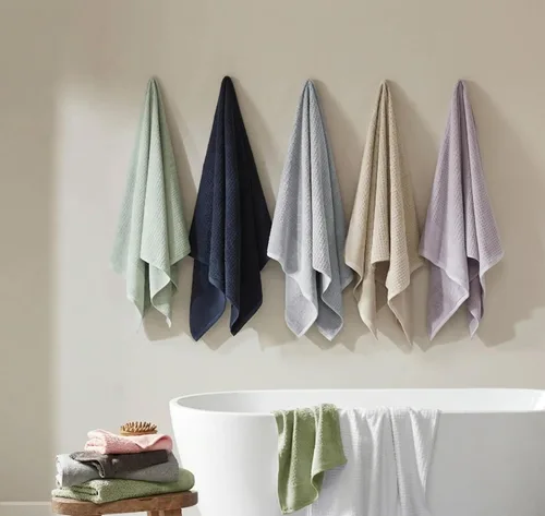 Vista 11 de Madison Park Spa Waffle - Juego de toallas de lujo 100 % algodón, tejido de gofre de textura premium, altamente absorbente, secado rápido, ropa