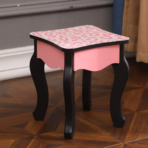Vista 6 de Juego de maquillaje para niños, juego de tocador y silla para niños y niñas con cajón y tres espejos
