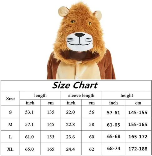 Vista 7 de Pijamas unisex para adultos, anime, Halloween, león, ropa de dormir, animal