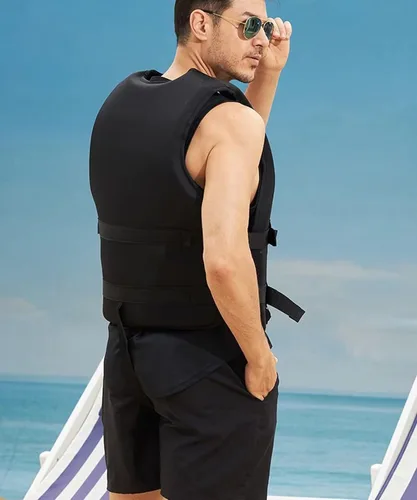 Vista 4 de Chaleco de kayak para adultos con correas para las piernas, chaqueta de chaleco de natación de secado rápido para navegación, pesca, surf, chaqueta