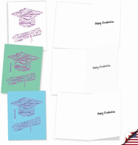 Vista 4 de The Best Card Company Diploma Wordart - 20 tarjetas de graduación en caja surtidas con sobres (4 x 5.12 pulgadas) - Tapa llena de palabras y diploma