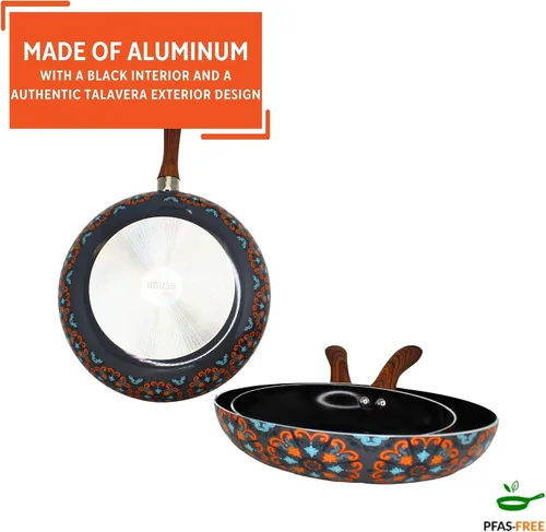 Vista 3 de IMUSA Juego de utensilios de cocina de cerámica antiadherente, 3 piezas, 7 pulgadas/9 pulgadas/11 pulgadas, con asas suaves al tacto, aluminio, negro