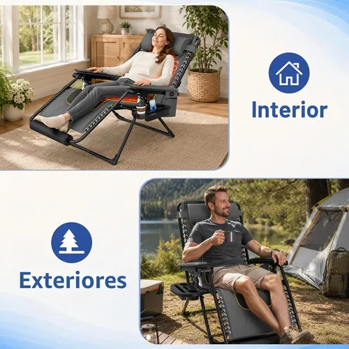 Vista 8 de Slendor Heated Zero Gravity Chairs 30 in, XL Reclining Chair, Gray Grey
