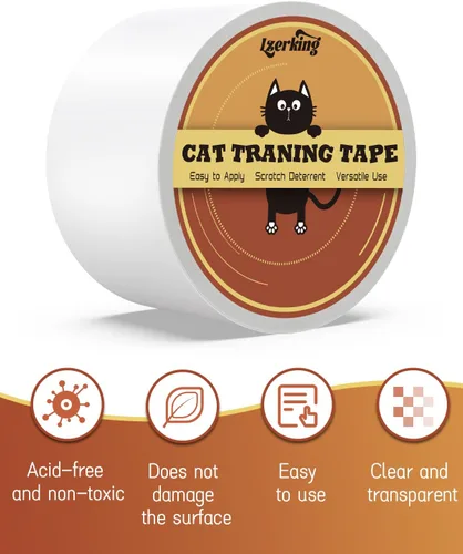 Vista 2 de 1 rollo de cinta protectora para muebles de gato, cinta transparente de doble cara, cinta repelente de gatos para control eficaz de arañazos, 2.5