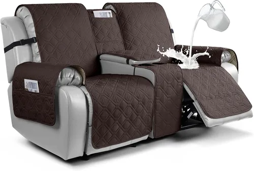 Vista 12 de VANSOFY Funda para Sofá de Dos Plazas Reclinable con Consola 100% Impermeable Fundas de Sofá Antideslizantes Funda de Sofá Reclinable Dividida Azuree