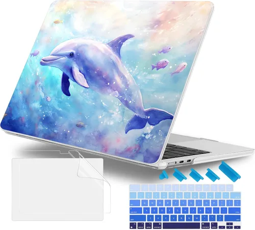 Vista 30 de Funda para MacBook Air de 15 Pulgadas 2025 2024 2023 Versión M4 A3241 M3 A3114 M2 A2941, Carcasa Rígida con Protector de Pantalla y Cubierta