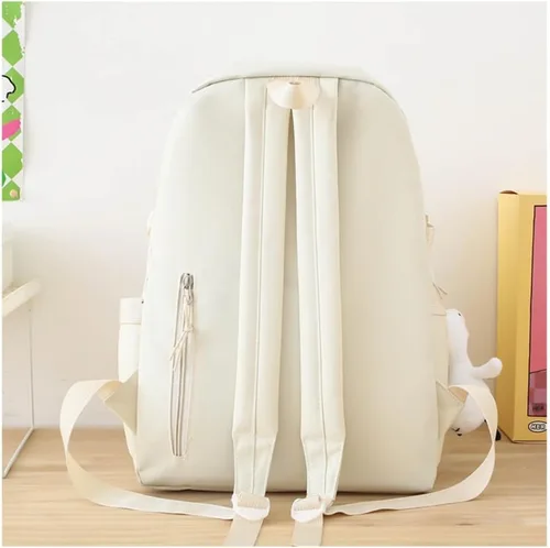 Vista 5 de Linda mochila con accesorios kawaii, juego de 5 bolsas estéticas impermeables, Rojo