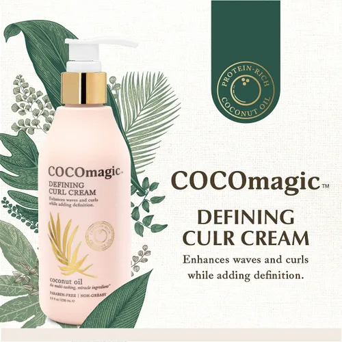 Vista 3 de Cocomagic Defining Curl Cream Control extra del encrespamiento Protege contra puntas abiertas y roturas Sin parabenos (8 onzas)