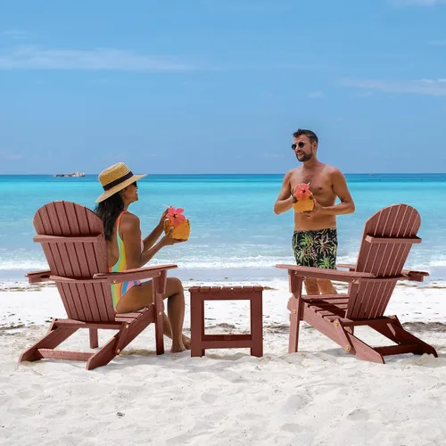 Vista 2 de Smart FENDEE Juego de 2 sillas plegables Adirondack de madera de cedro, muebles de ocio al aire libre para relajarse, adecuadas para patio, balcón