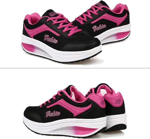 Vista 7 de Zapatos para caminar con cordones para mujer, con soporte de arco, transpirables, con plataforma de cuña, bajos, informales, ligeros, ortopédicos