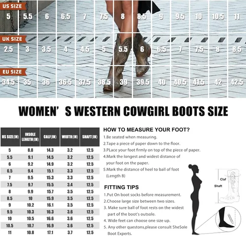 Vista 4 de IUV Botas vaqueras para mujer con punta puntiaguda, botas vaqueras para mujer