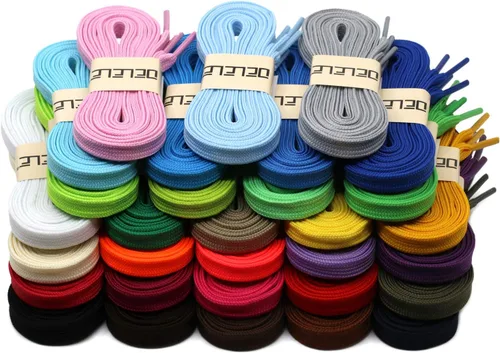 Vista 6 de DELELE Cordones planos sólidos huecos gruesos para zapatos atléticos, 2 pares