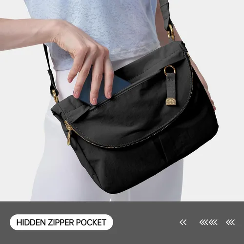 Vista 4 de Bolso cruzado para mujer, bolsa de festival para toda la noche, con correa ajustable, bolso de nailon para viajes, trabajo, casual, al aire libre