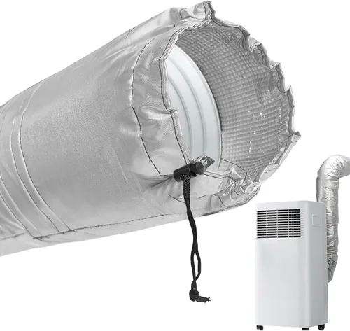 Vista 8 de 2 fundas de aislamiento de manguera de CA portátiles, longitud ajustable, cubierta de manguera de aire acondicionado con cordones para manguera de 2