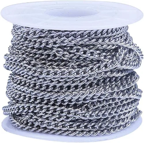 Vista 8 de LiQunSweet Cadenas sin terminar de acero inoxidable de 32.8 ft (32.8 pies) para fabricación de joyas y manualidades, 0.020 in