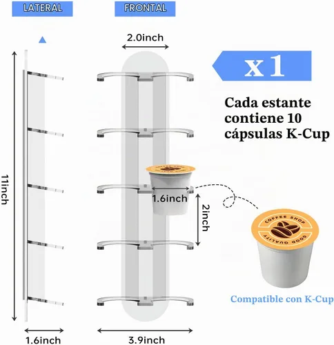 Vista 5 de NiHome K Cup Pod Holder Acrylic Coffee Capsule Storage Storage - Ahorro de espacio, 1 paquete