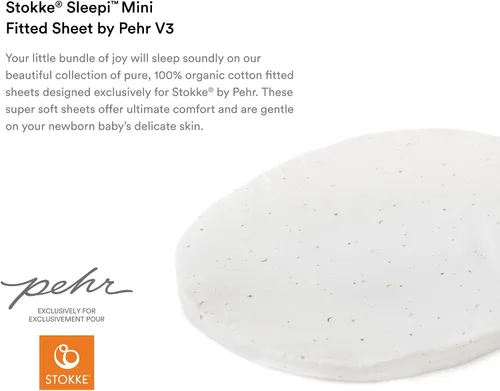 Vista 3 de Stokke Sleepi - Sábana bajera ajustable pequeña de Pehr V3, Celestial, compatible con Sleepi Mini Mattress V3, 100% algodón