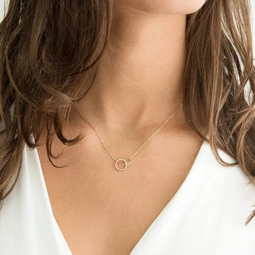 Vista 4 de Befettly - Collar con dije de luna hecho de oro de 14 quilates