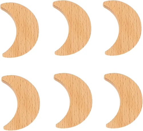 Vista 7 de 6 pomos de madera decorativos en forma de nube para cajones con tornillos, pomos de madera para puertas de gabinete, pomos de cajones de muebles