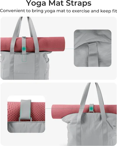 Vista 38 de BAGSMART Bolsa de mano para mujer con cremallera, bolsa de gimnasio con compartimentos, bolsa de trabajo para enfermera, baile, bolsa de yoga
